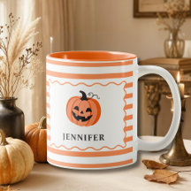 Personlig halloween med randig orange pumpa