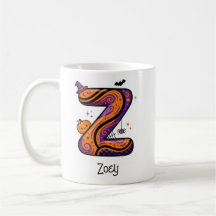 Personlig Halloween-mugg med initialen Z och namn