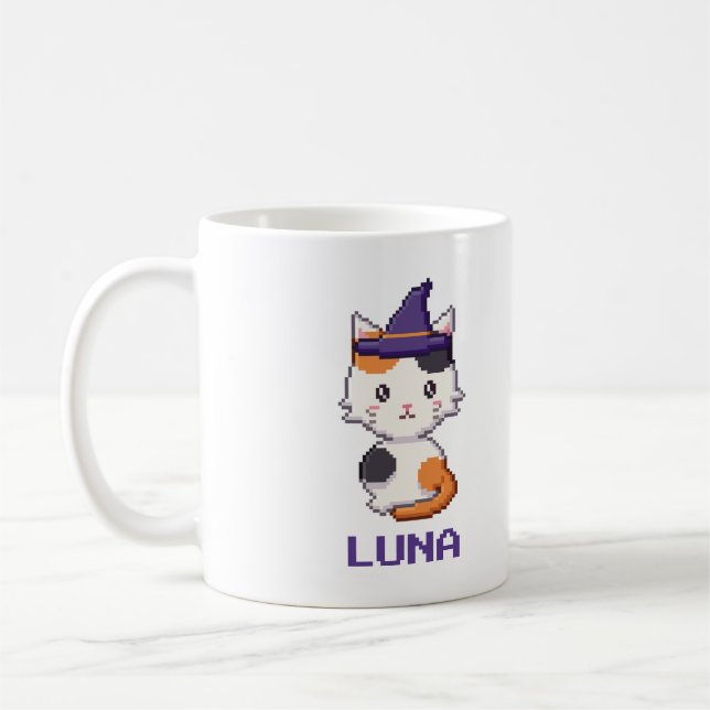 Personlig Halloween-mugg med katt Kaffemugg (Vänster)