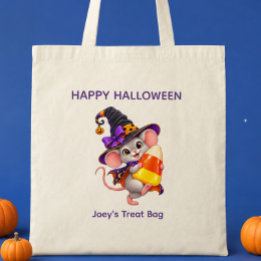 Personlig Halloween-mus som bär majskorn Tygkasse