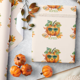 Personlig Halloween-present med pumpa till hösten Presentpapper