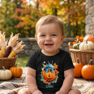 Personlig halloween-pumpa baby bodysuit t shirt