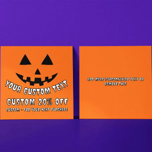 Personlig Halloween-pumpa med anpassad text Rabattkort