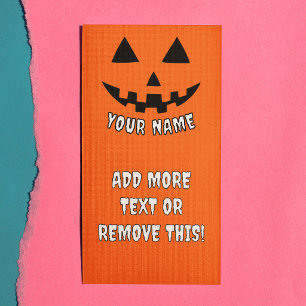 Personlig Halloween-pumpa med ditt namn och text Reklamkort