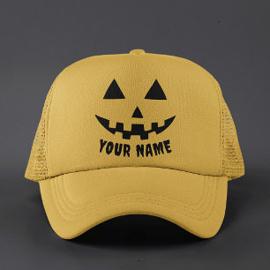 Personlig Halloween-pumpa med namn i svart och vit Keps