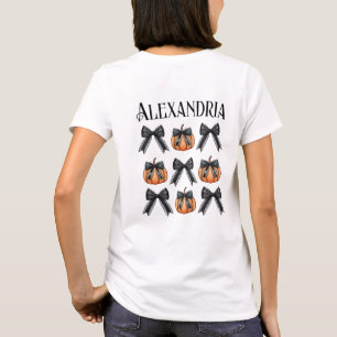 Personlig Halloween Pumpkin Bow T Shirt
