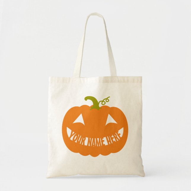 Personlig Halloween Pumpkin Tote Bag Tygkasse (Framsidan)