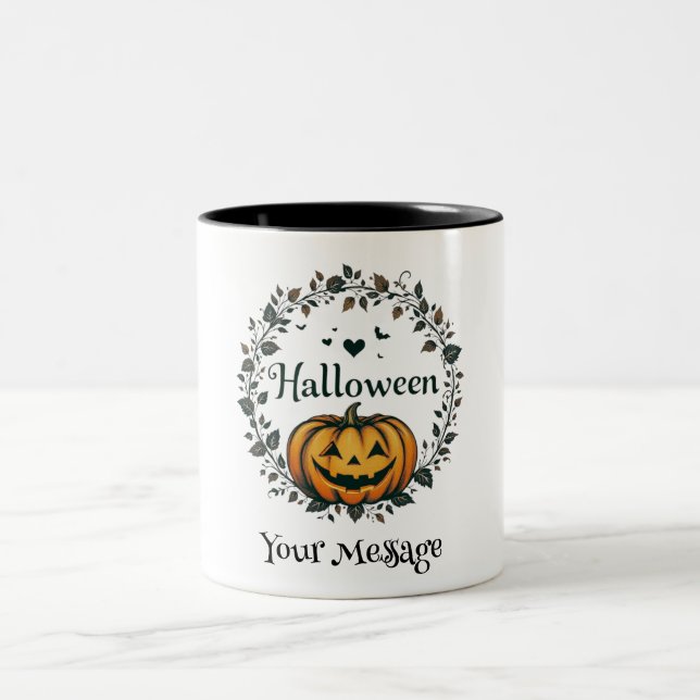 Personlig Halloween Pumpkin WAN Two Tone Mugg (Center)