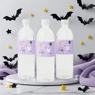 Personlig Halloween Skeleton & Ghost Birthday Vattenflaskor Etikett