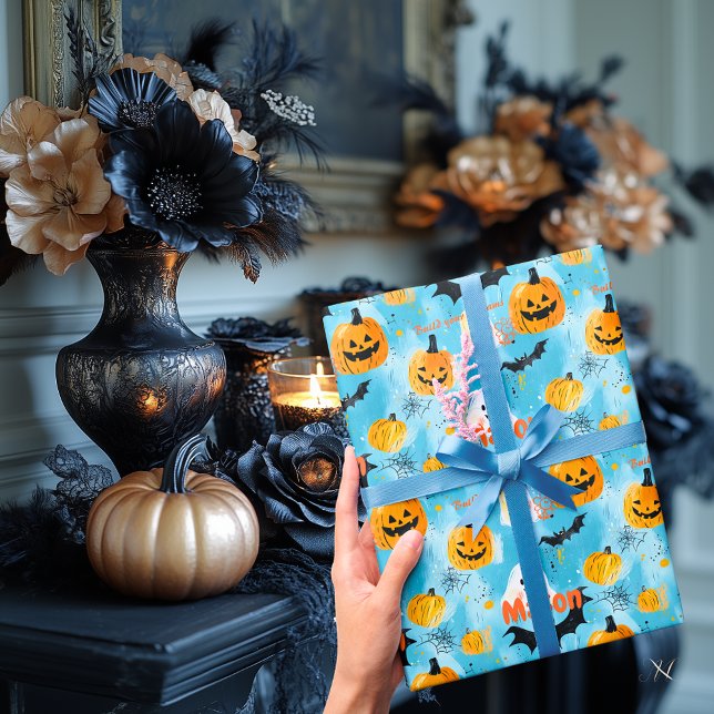 Personlig Halloween Spöken och Pumpkins Presentpapper (Skapare uppladdad)