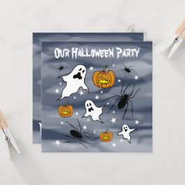 Personlig Halloween Spöken, Pumpkins och Spider Inbjudningar