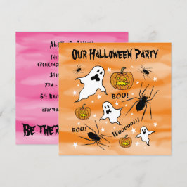 Personlig Halloween Spöken, Pumpkins och Spider Inbjudningar