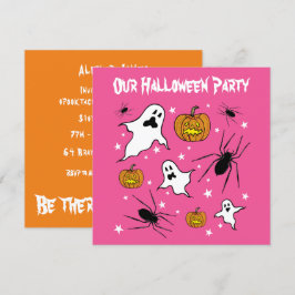Personlig Halloween Spöken, Pumpkins och Spider Inbjudningar