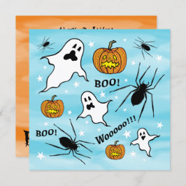 Personlig Halloween Spöken, Pumpkins och Spider Inbjudningar