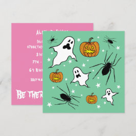 Personlig Halloween Spöken, Pumpkins och Spider Inbjudningar