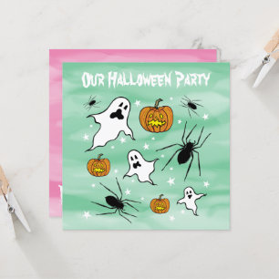 Personlig Halloween Spöken, Pumpkins och Spider Inbjudningar