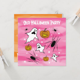 Personlig Halloween Spöken, Pumpkins och Spider Inbjudningar