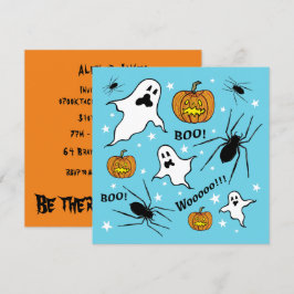 Personlig Halloween Spöken, Pumpkins och Spider Inbjudningar