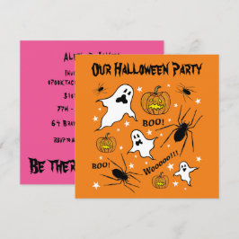 Personlig Halloween Spöken, Pumpkins och Spider Inbjudningar