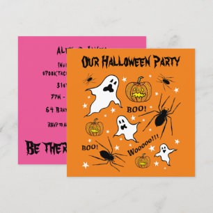 Personlig Halloween Spöken, Pumpkins och Spider Inbjudningar