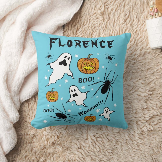 Personlig Halloween Spöken, Pumpkins och Spider Kudde (Filt)
