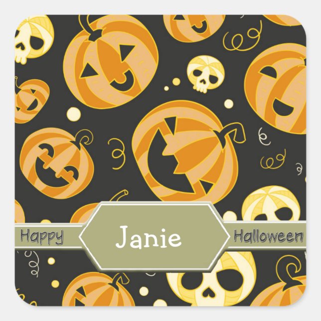 Personlig Halloween Stickers Fyrkantigt Klistermärke (Framsida)