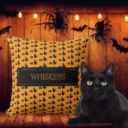 Personlig Halloween Svart Katt Ägare Pumpa Husdjur Kudde