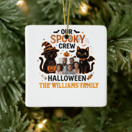 Personlig Halloween Svart Katt Familjesamling Julgransprydnad Keramik