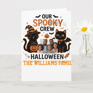 Personlig Halloween Svart Katt Familjesamling Kort