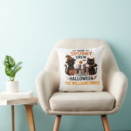 Personlig Halloween Svart Katt Familjesamling Kudde