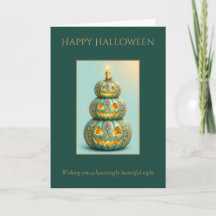 Personlig Halloween Teal Jack-O-Lantern Tower