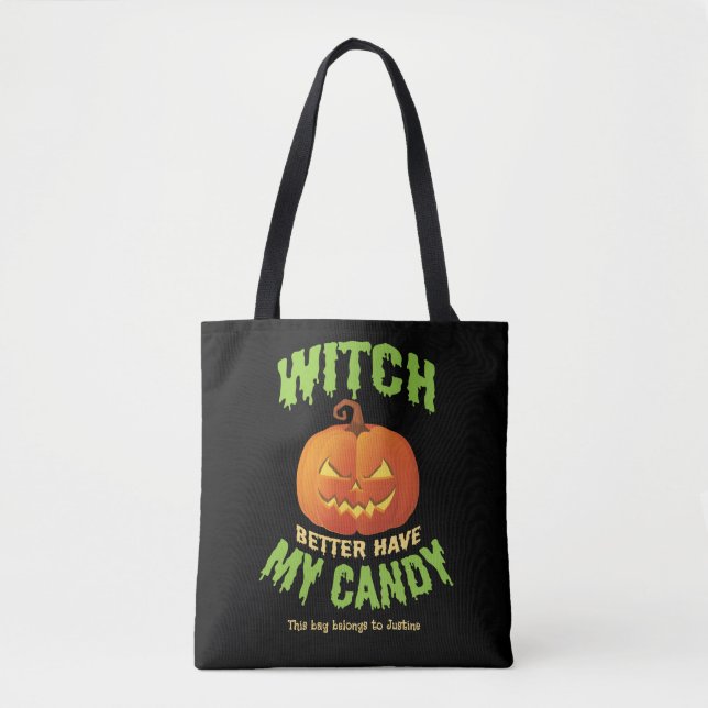 Personlig Halloween Tote Bag Tygkasse (Framsida)
