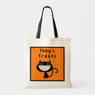Personlig Halloween Treats Smiling Black Cat Tygkasse