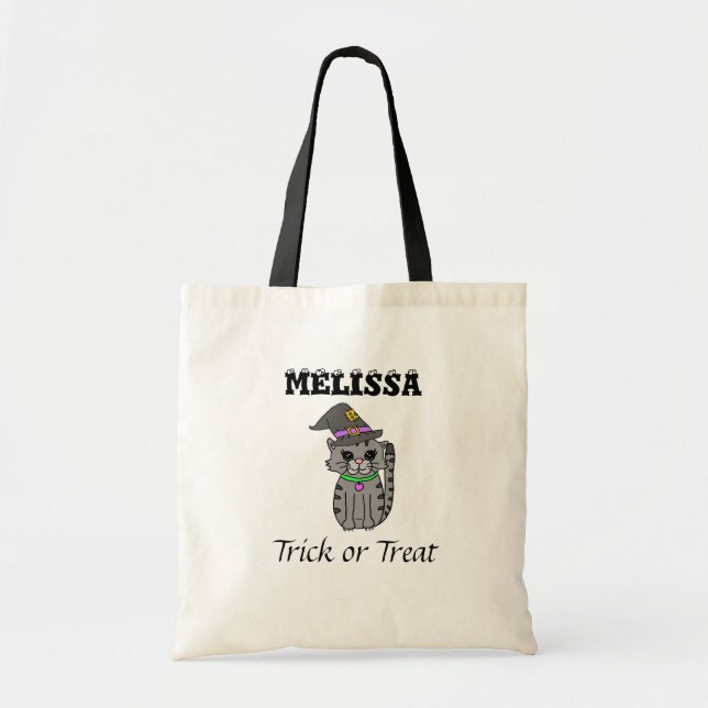 Personlig Halloween Trick eller behandling av katt Tygkasse (Framsidan)