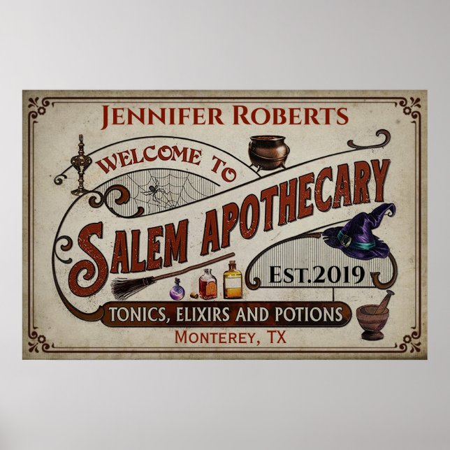 Personlig Halloween Välkommen till Salem Pothecary Poster (Framsidan)