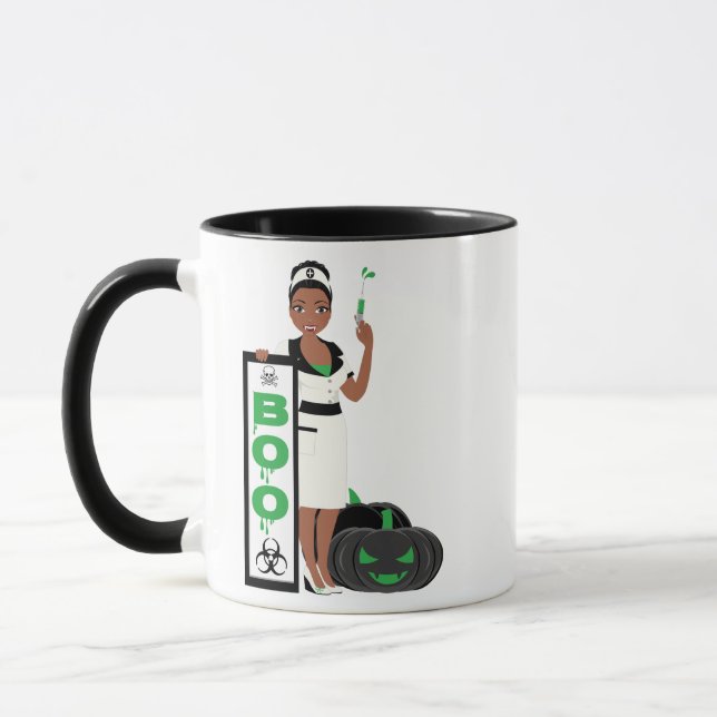 Personlig Halloween Vampire Nurse Mugg (Vänster)