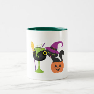 Personlig Halloween Witch Black Cat Coffee Mugg