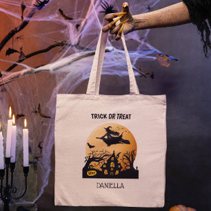Personlig Halloween Witch Bus eller godis Tygkasse