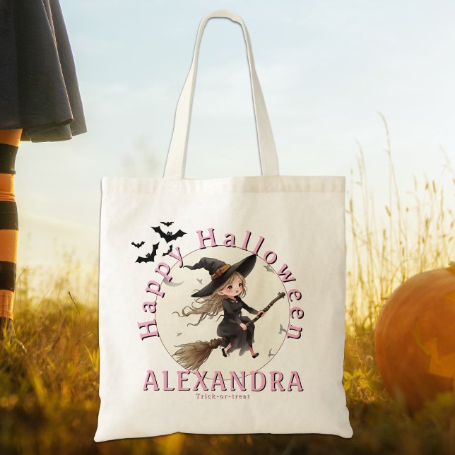 Personlig Halloween Witch Candy Tote Bag Tygkasse (Skapare uppladdad)
