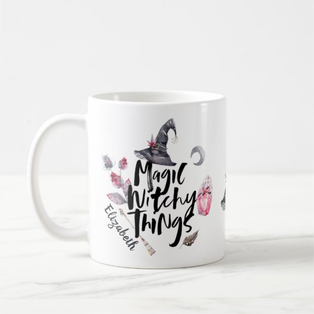 Personlig Halloween Witch Magic Witchy Sak Kaffemugg (Vänster)