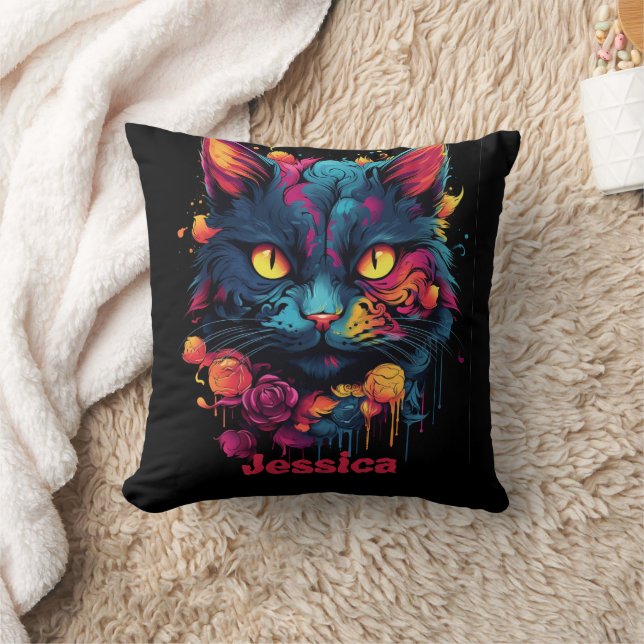 Personlig Halloween/Witch/Wizard/Scary Cat Kudde (Filt)