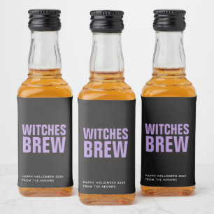 Personlig Halloween Witches Brew Minimalist Spritflaskor Etikett