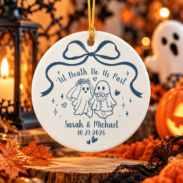 Personlig Halloweendesign för 'Tills döden skiljer Julgransprydnad Keramik
