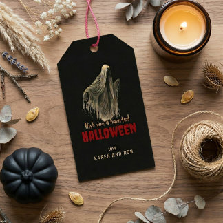 Personlig Halloweengavotag med spöklik illustratio Presentetikett