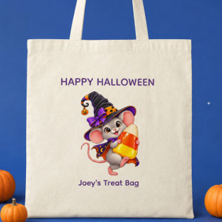 Personlig Halloweenmus som bär majskorn  Tygkasse