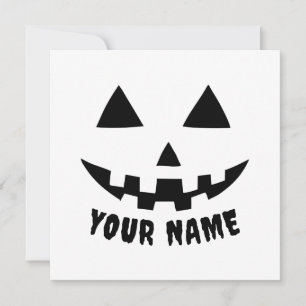 Personlig Halloweennamn på pumpa i svart och vitt Julkort