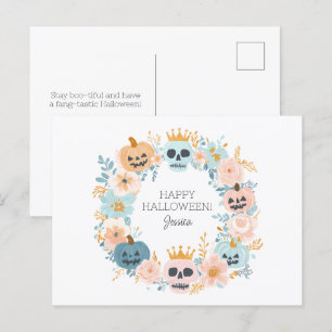 Personlig Halloweenska pumpa blommig chic Helg Vykort