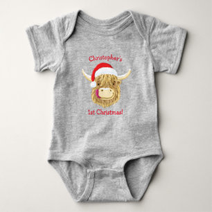Personlig Hamish Highland Cow Första jul T Shirt