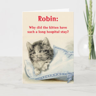 Personlig Hämta källkort med Cute Cat Joke Kort