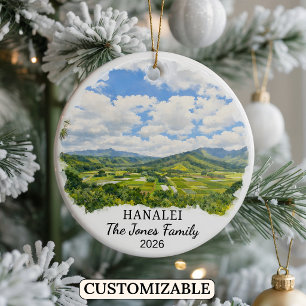 Personlig Hanalei-ornament, Anpassad Hawaii Julgransprydnad Keramik
